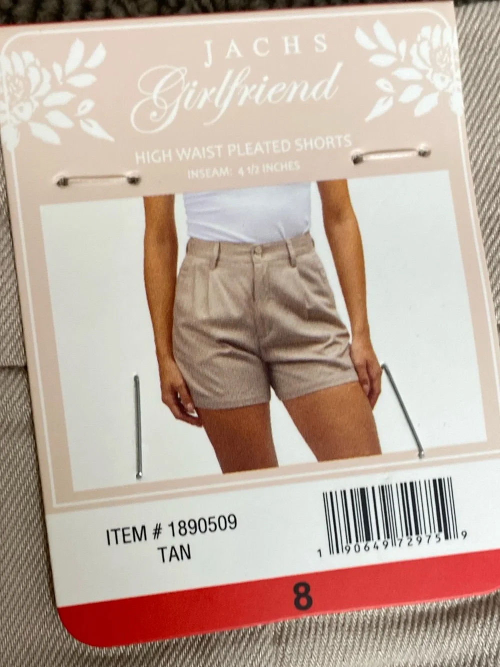 Jach’s Girlfriend Tan High-Waist Pleated 4.5 in Inseam Casual Daily Wear Shorts